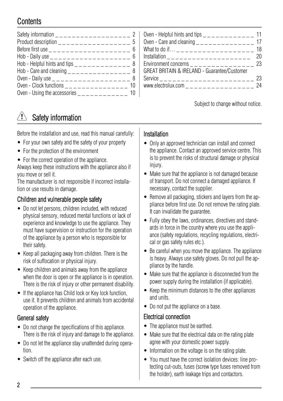 Zanussi ZCG551 User Manual | Page 2 / 28