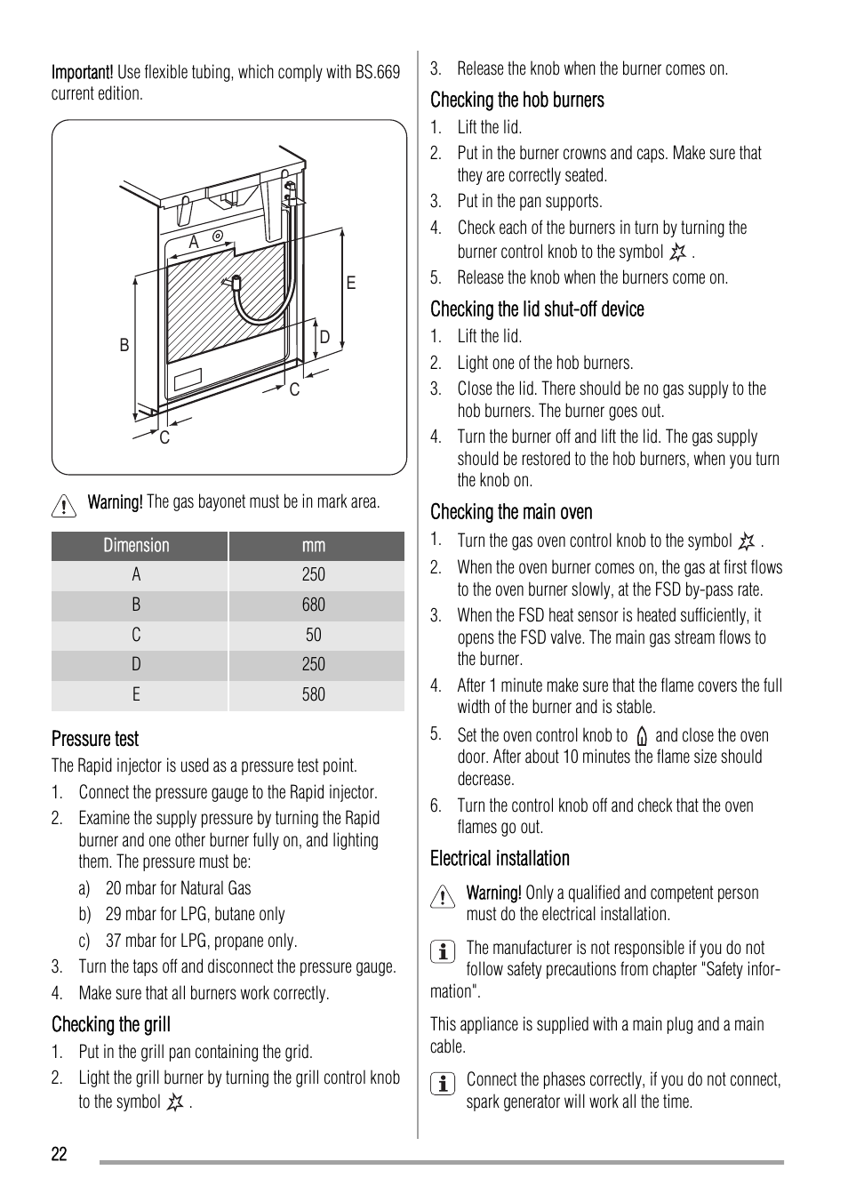 Zanussi ZCG551 User Manual | Page 22 / 28