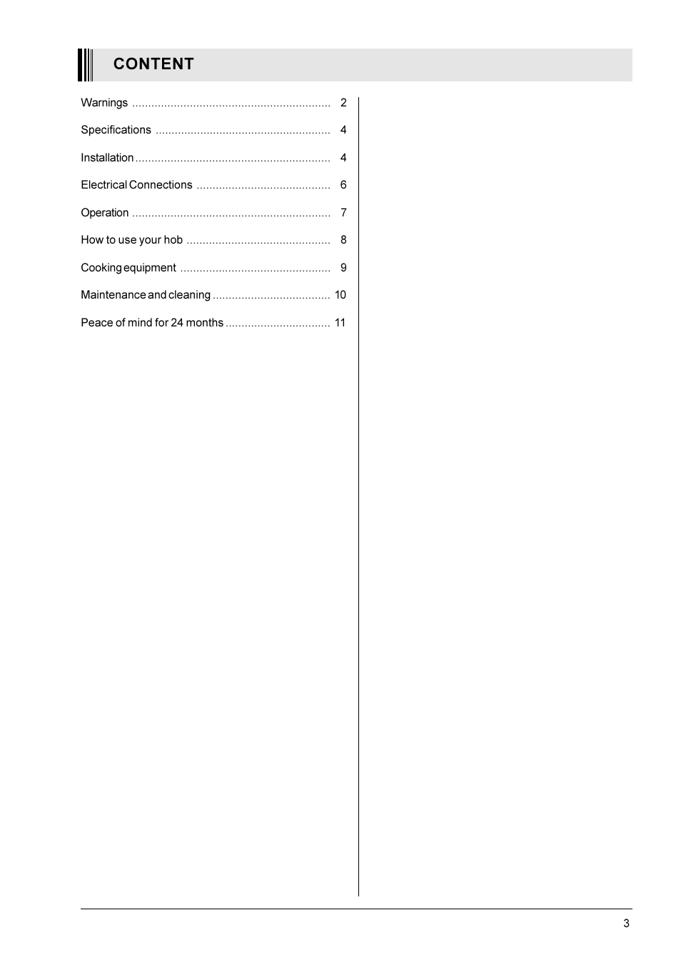 Content | Zanussi ZBC 402 B/W User Manual | Page 3 / 12