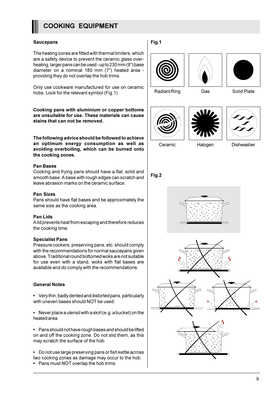 Cooking equipment | Zanussi ZBC 402 B/W User Manual | Page 9 / 12