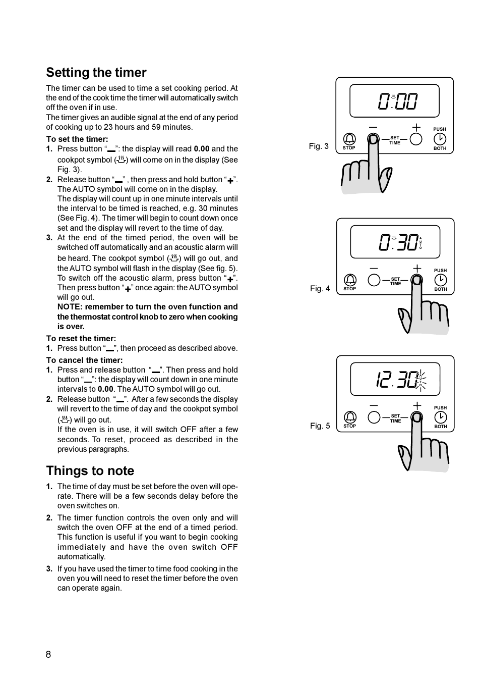 Setting the timer | Zanussi ZCM 611 User Manual | Page 8 / 24