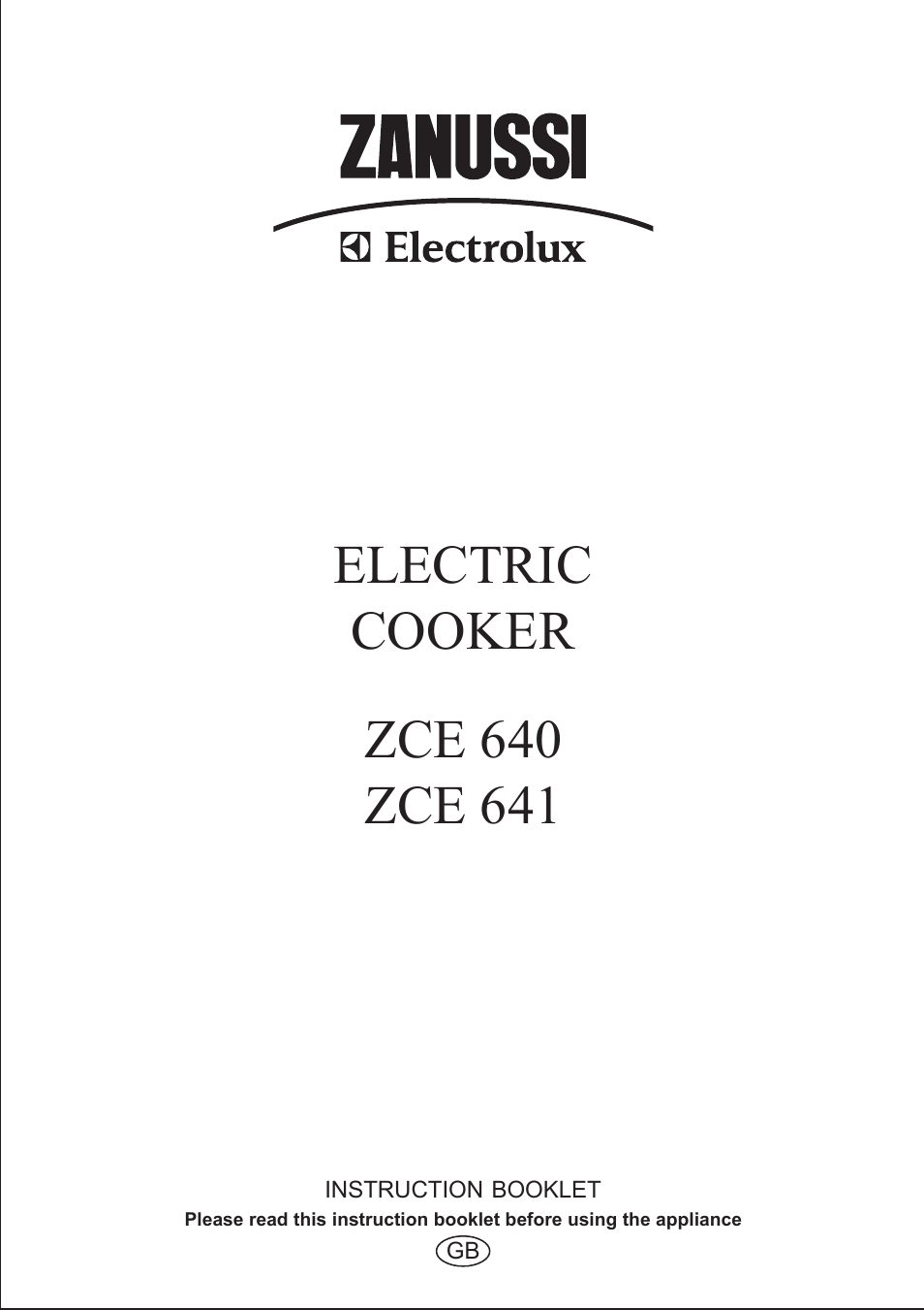 Zanussi ZCE 641 User Manual | 20 pages