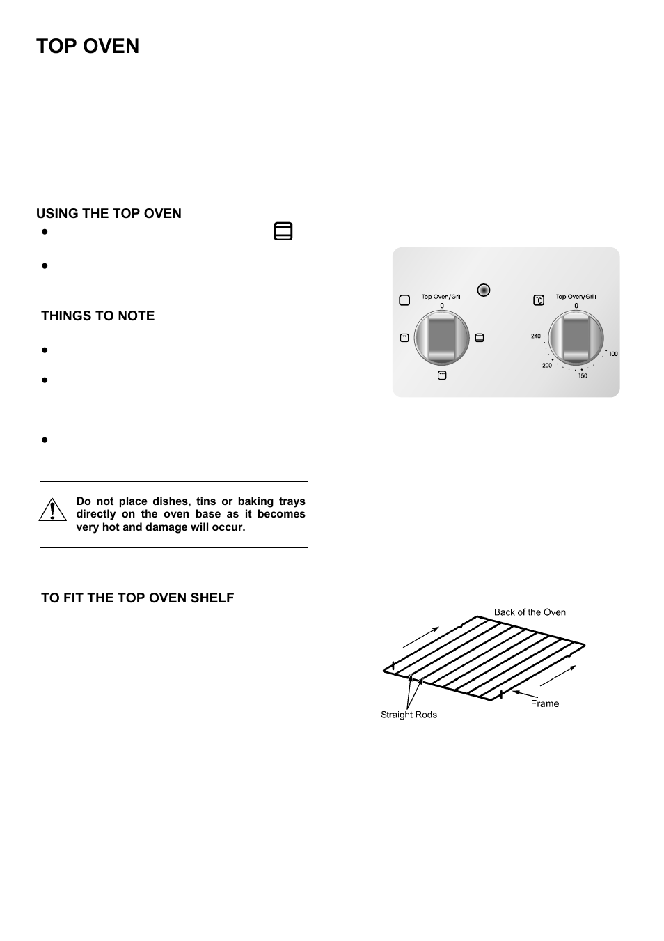 Top oven | Zanussi ZOD 330 User Manual | Page 14 / 36