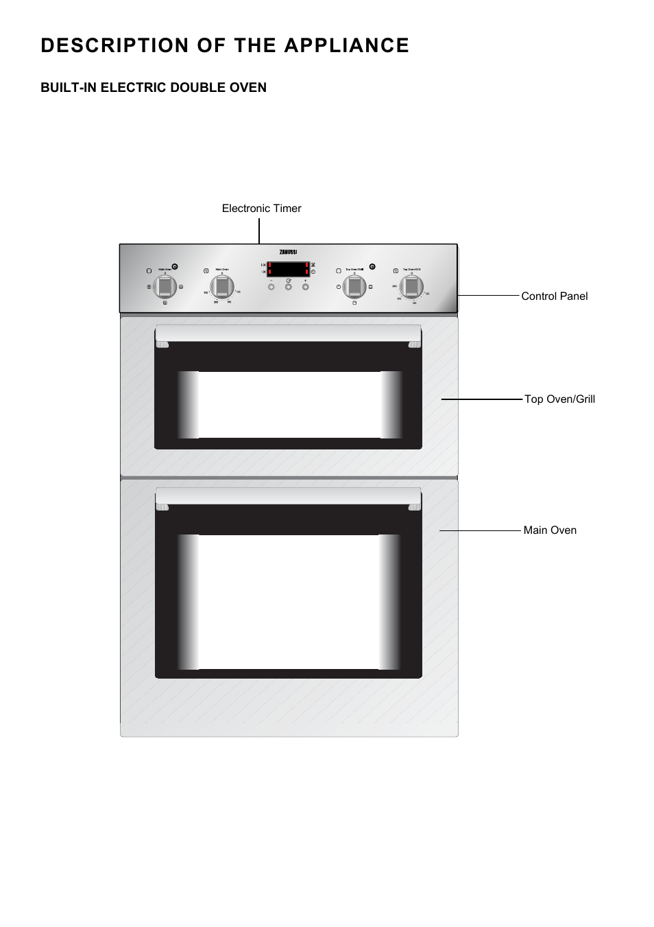 Description of the appliance | Zanussi ZOD 330 User Manual | Page 4 / 36