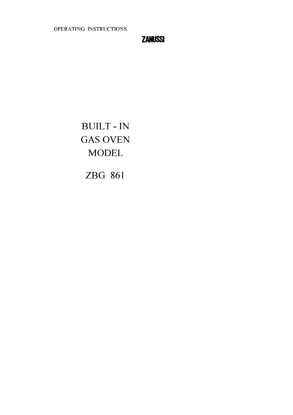 Zanussi ZBG 861 User Manual | 48 pages