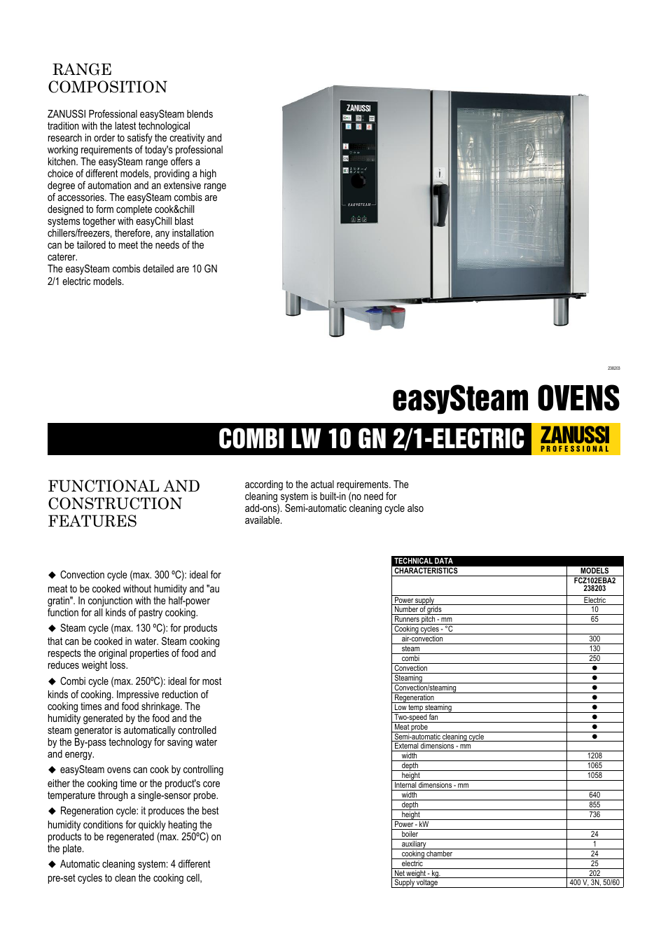 Zanussi easySteam FCZ102EBA User Manual | 3 pages