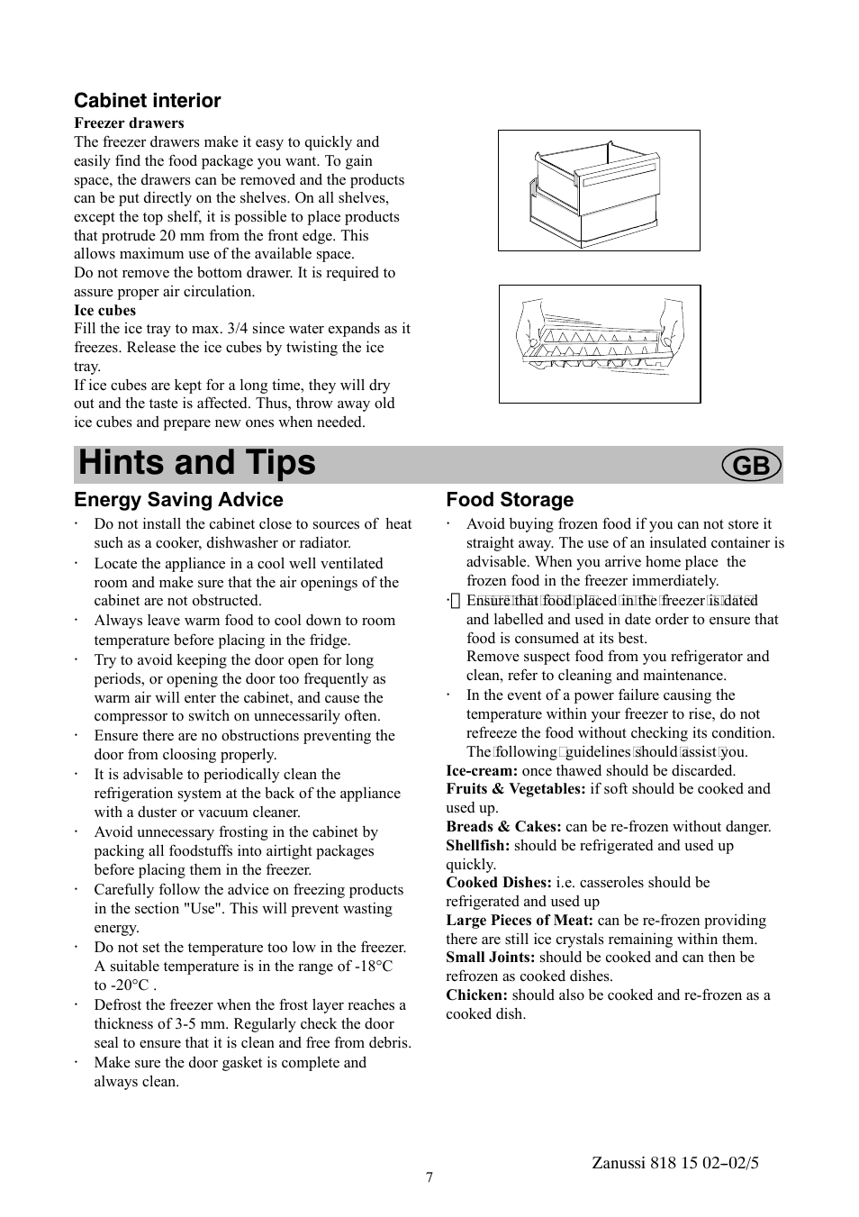 Hints and tips | Zanussi ZVR11R User Manual | Page 7 / 20