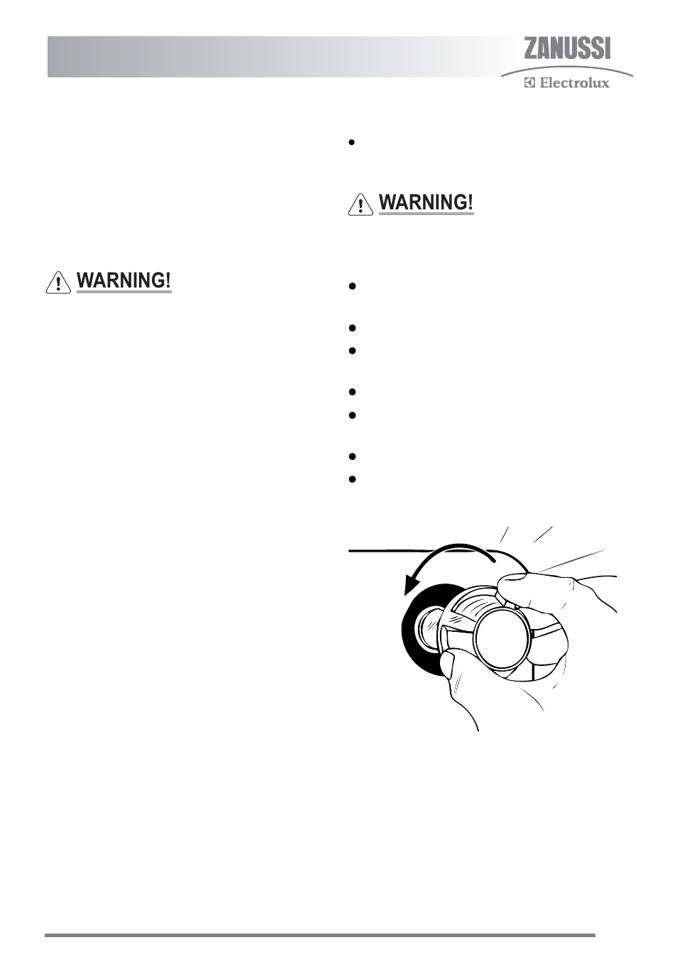 Replacing an oven light bulb, Warning | Zanussi ZKG6010 User Manual | Page 25 / 36