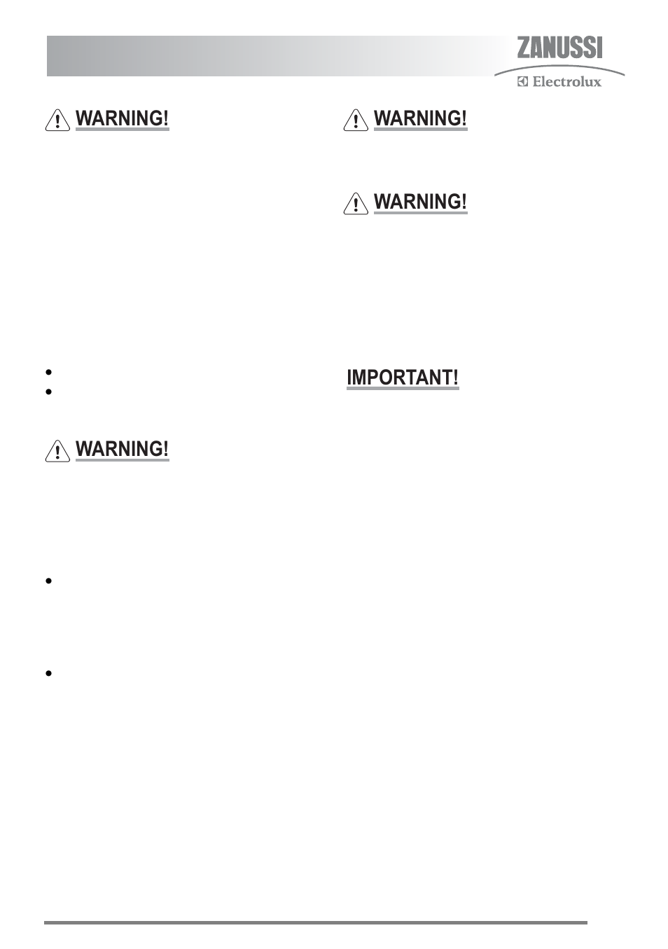Hints and tips, Warning, Important | Zanussi ZKG6010 User Manual | Page 9 / 36