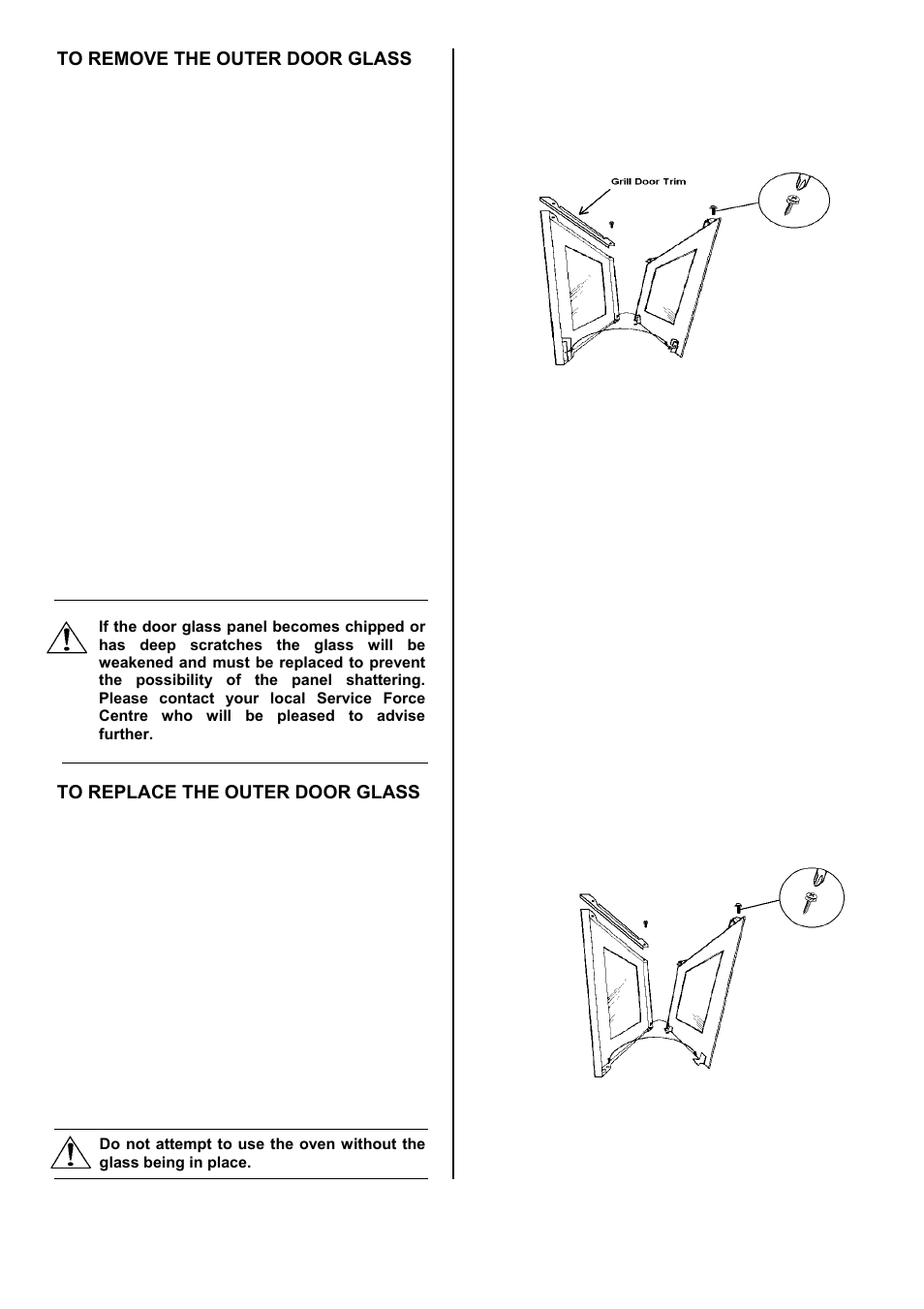28 to remove the outer door glass | Zanussi ZOD 890 User Manual | Page 28 / 40