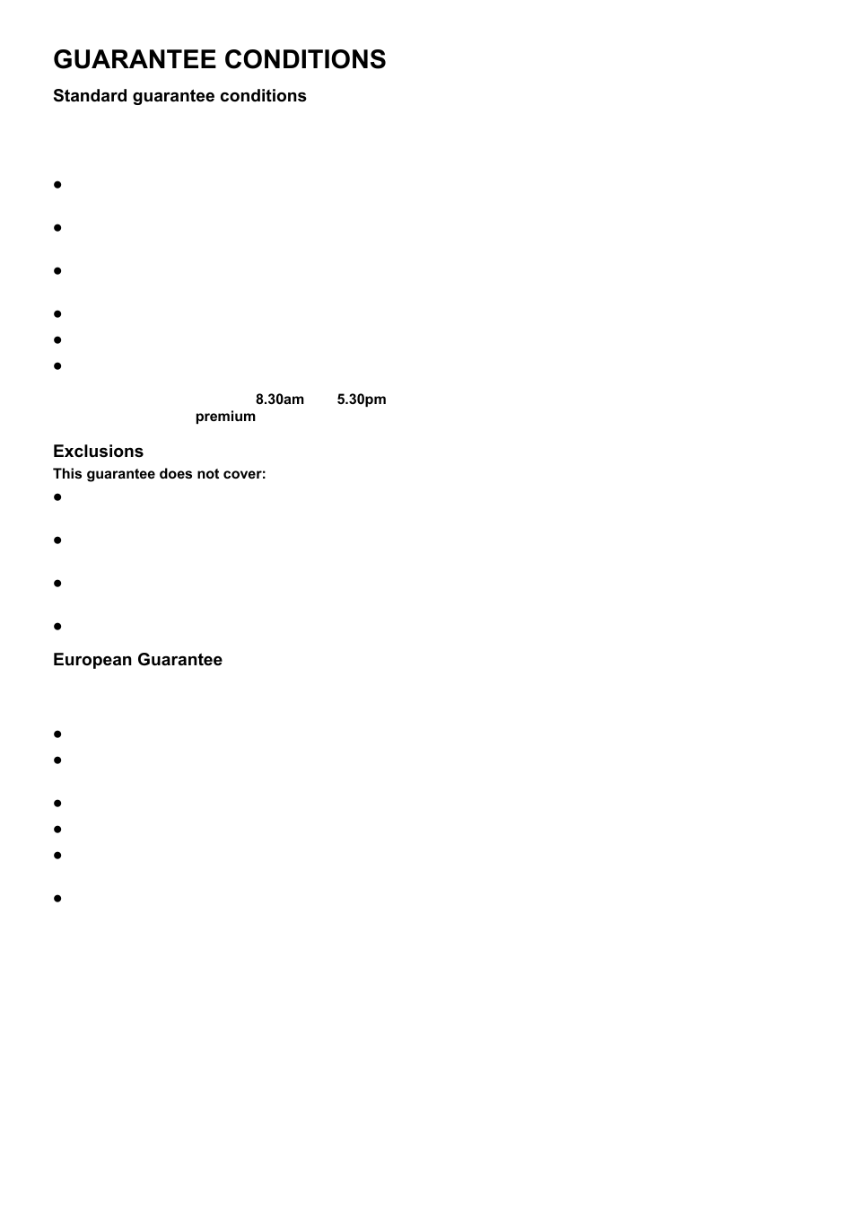 Guarantee conditions | Zanussi ZOD 890 User Manual | Page 32 / 40