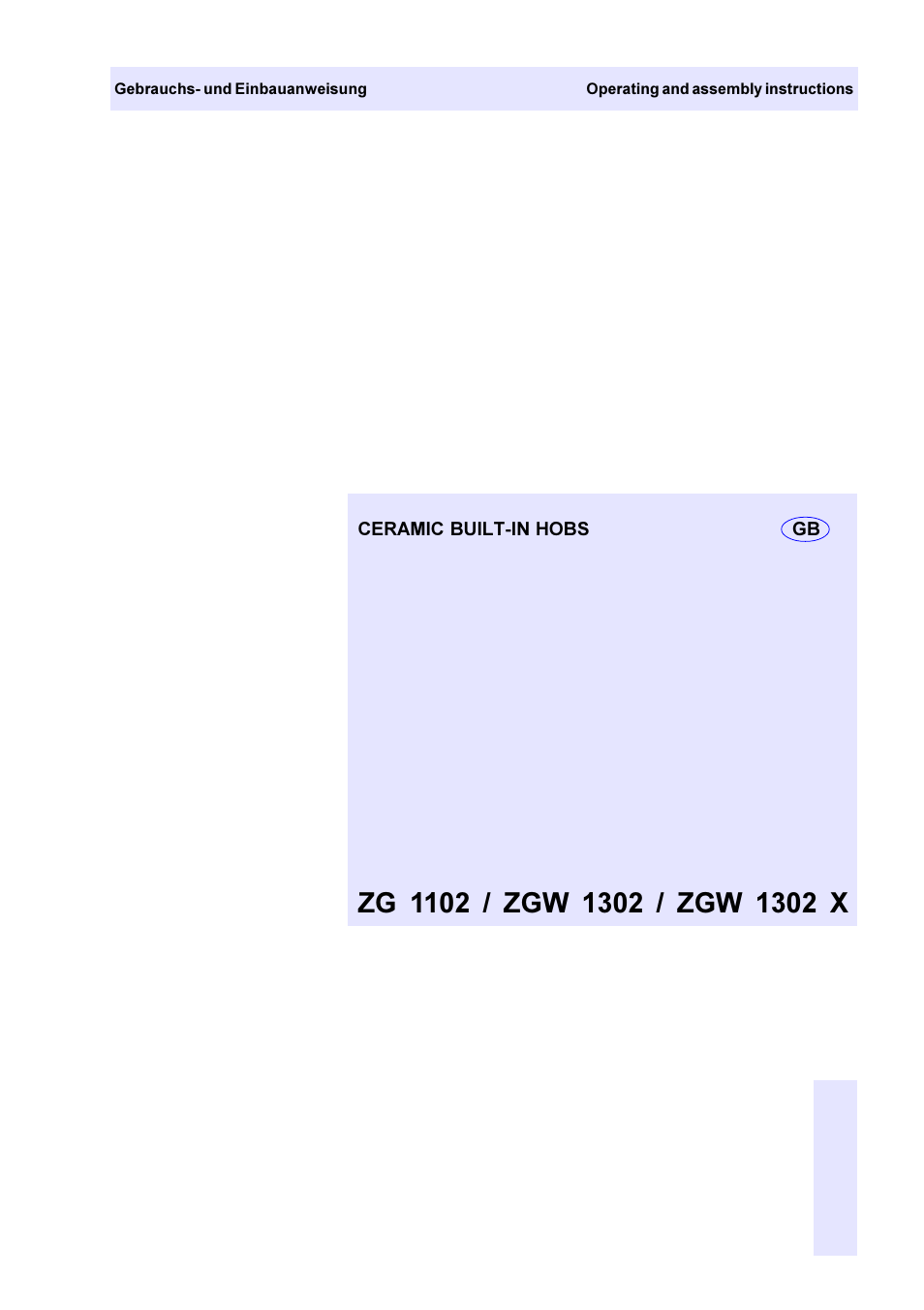 Zanussi ZGW 1302 X User Manual | 11 pages