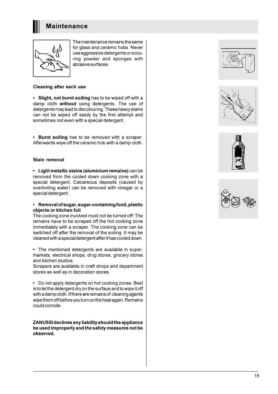 Maintenance | Zanussi ZGW 1302 X User Manual | Page 7 / 11