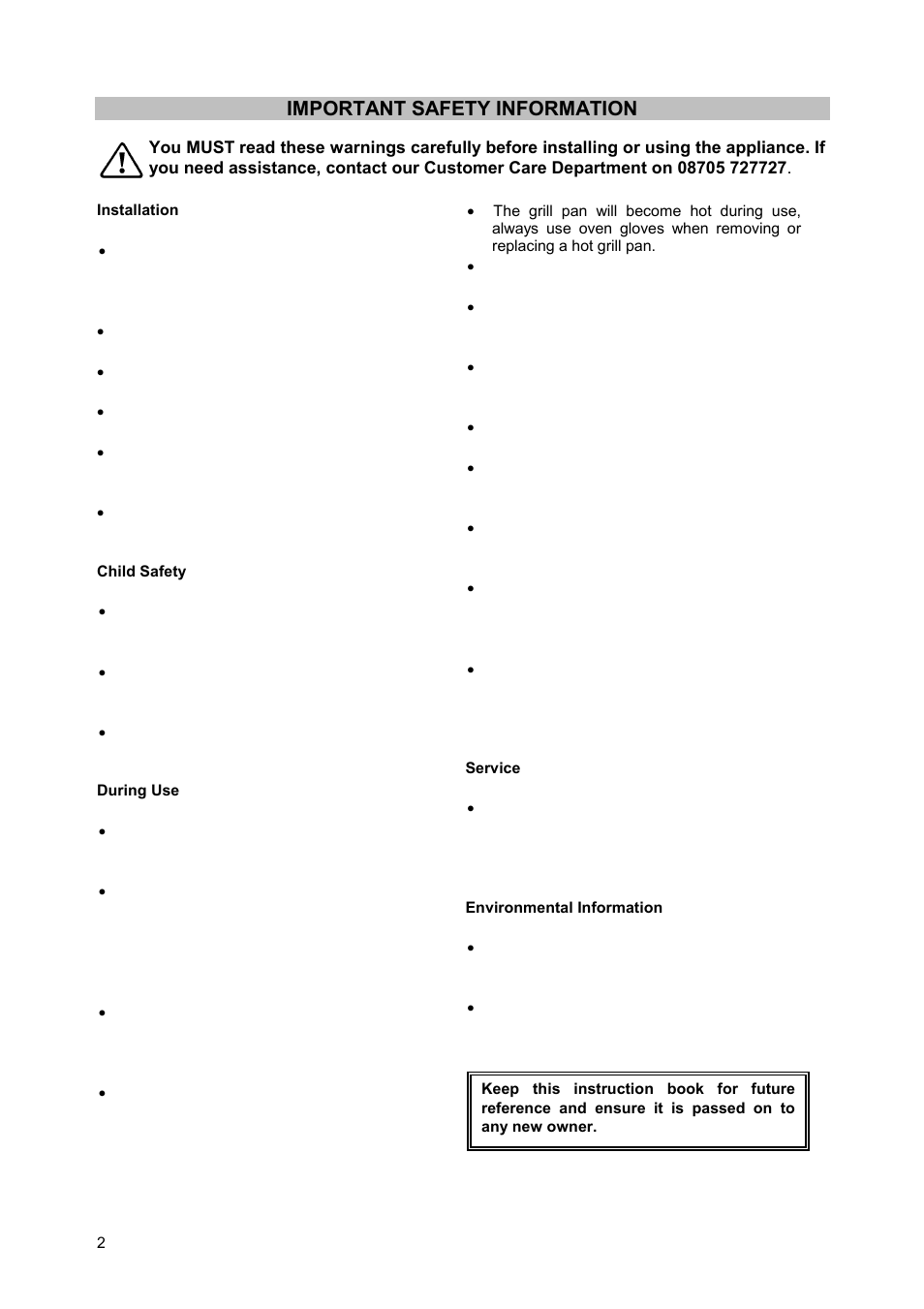 Important safety information | Zanussi ZCM900X User Manual | Page 2 / 28