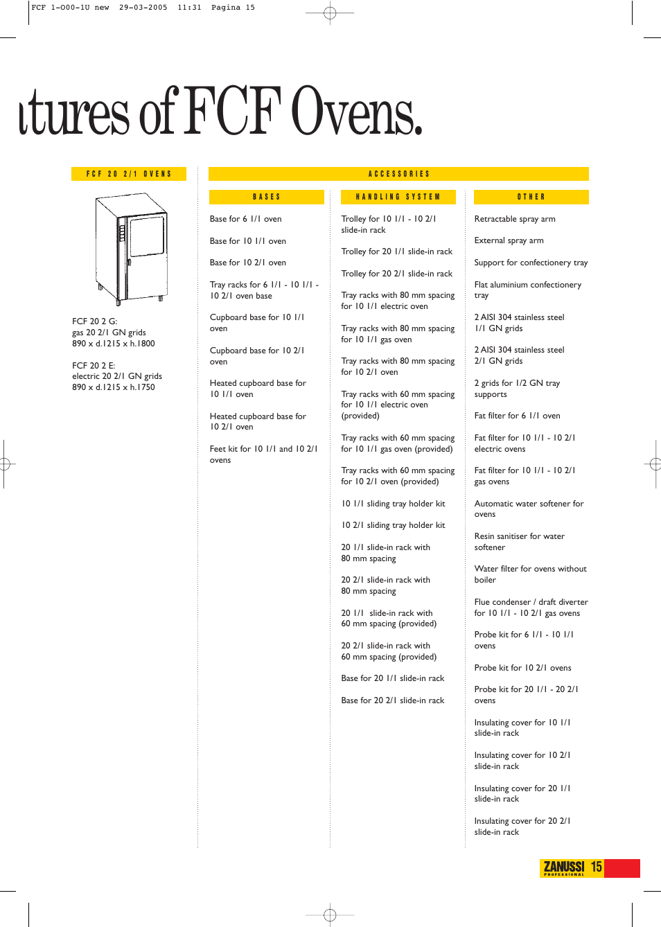 Atures of fcf ovens | Zanussi FCF61E User Manual | Page 15 / 16