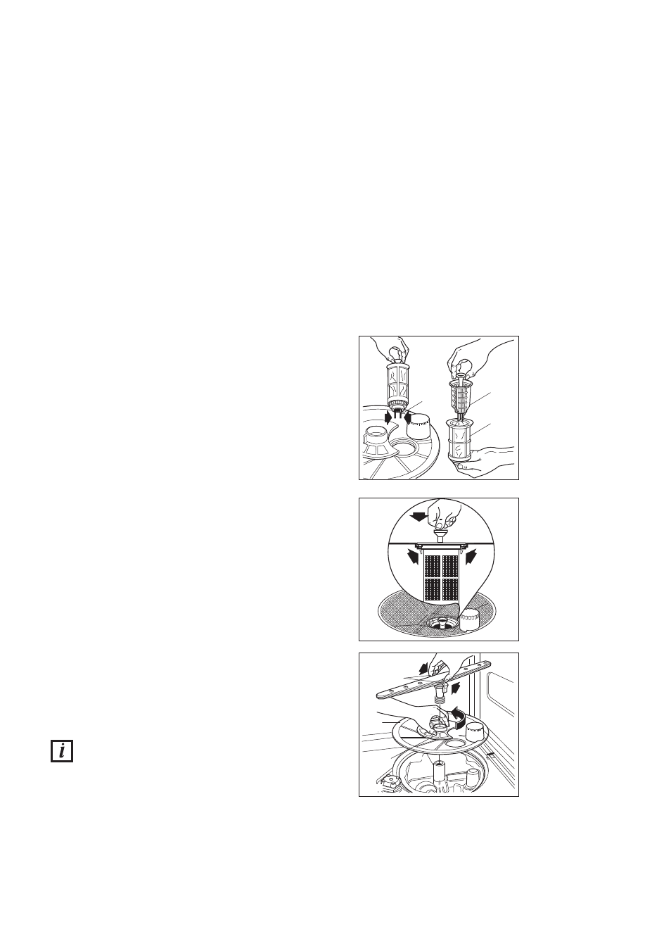Maintenance and cleaning, Internal cleaning, Cleaning the central filters | Cleaning the large filter | Zanussi DW 24 User Manual | Page 15 / 28