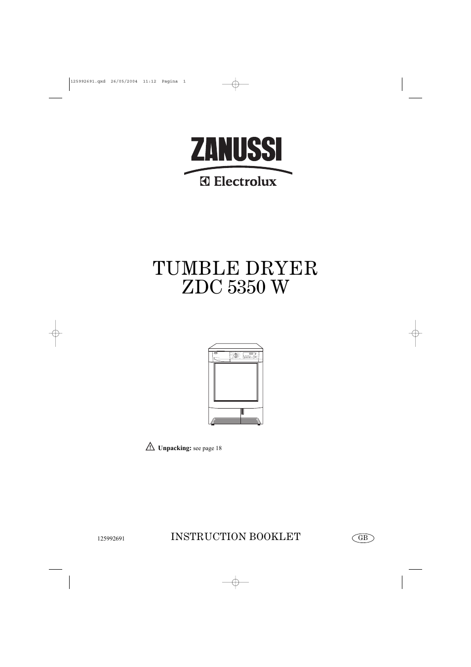 Zanussi ZDC 5350 W User Manual | 20 pages