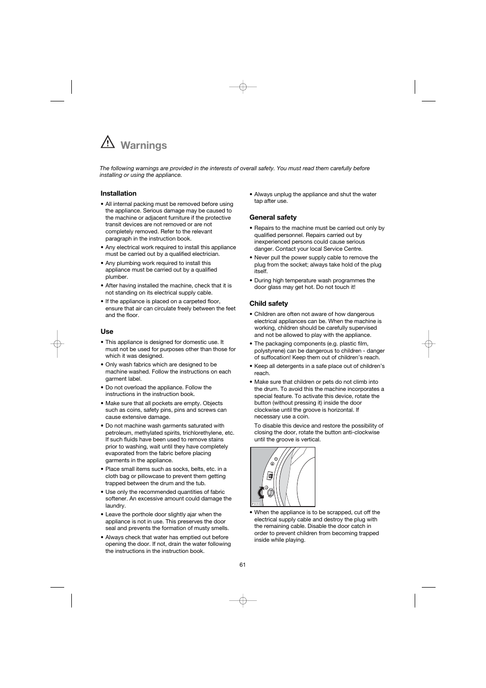 Warnings | Zanussi ZWG 3142 User Manual | Page 3 / 21