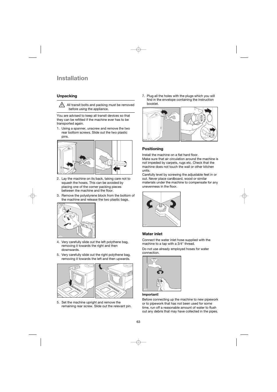 Installation | Zanussi ZWG 3142 User Manual | Page 5 / 21