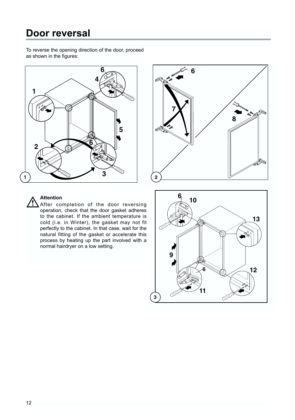 Door reversal | Zanussi ZUD 9100 FA User Manual | Page 12 / 20