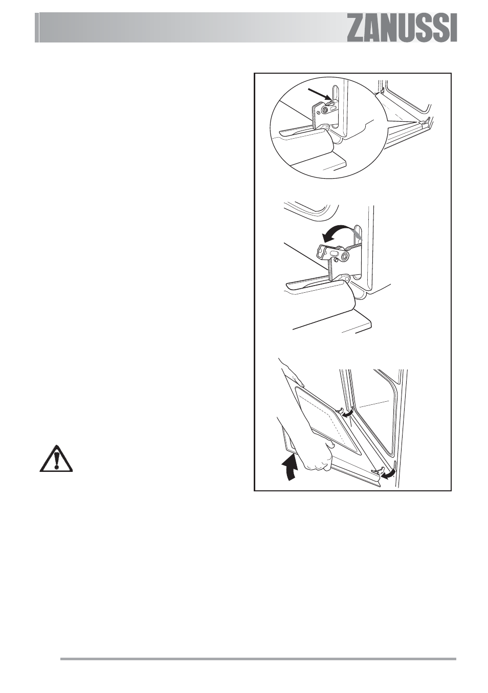 Cleaning the oven door | Zanussi ZOB 593 User Manual | Page 26 / 35