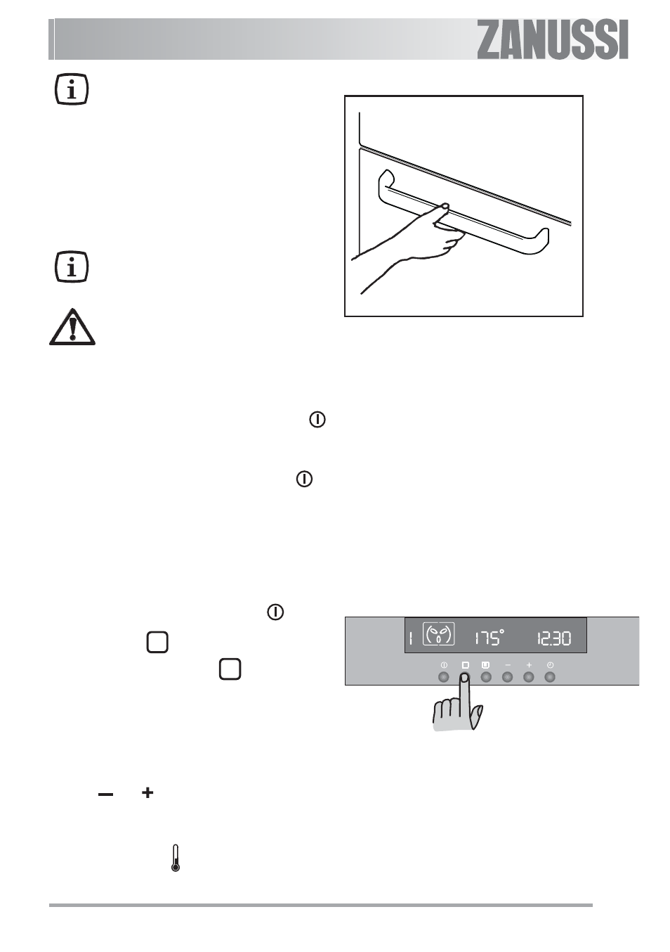 On/off" push button, How to select a cooking function | Zanussi ZOB 593 User Manual | Page 9 / 35