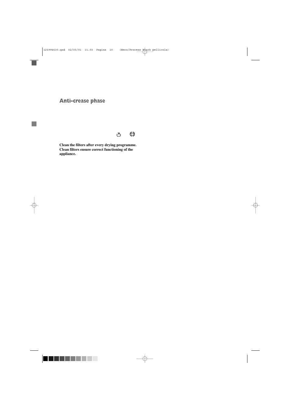 Anti-crease phase | Zanussi TDE 4224 W User Manual | Page 10 / 21