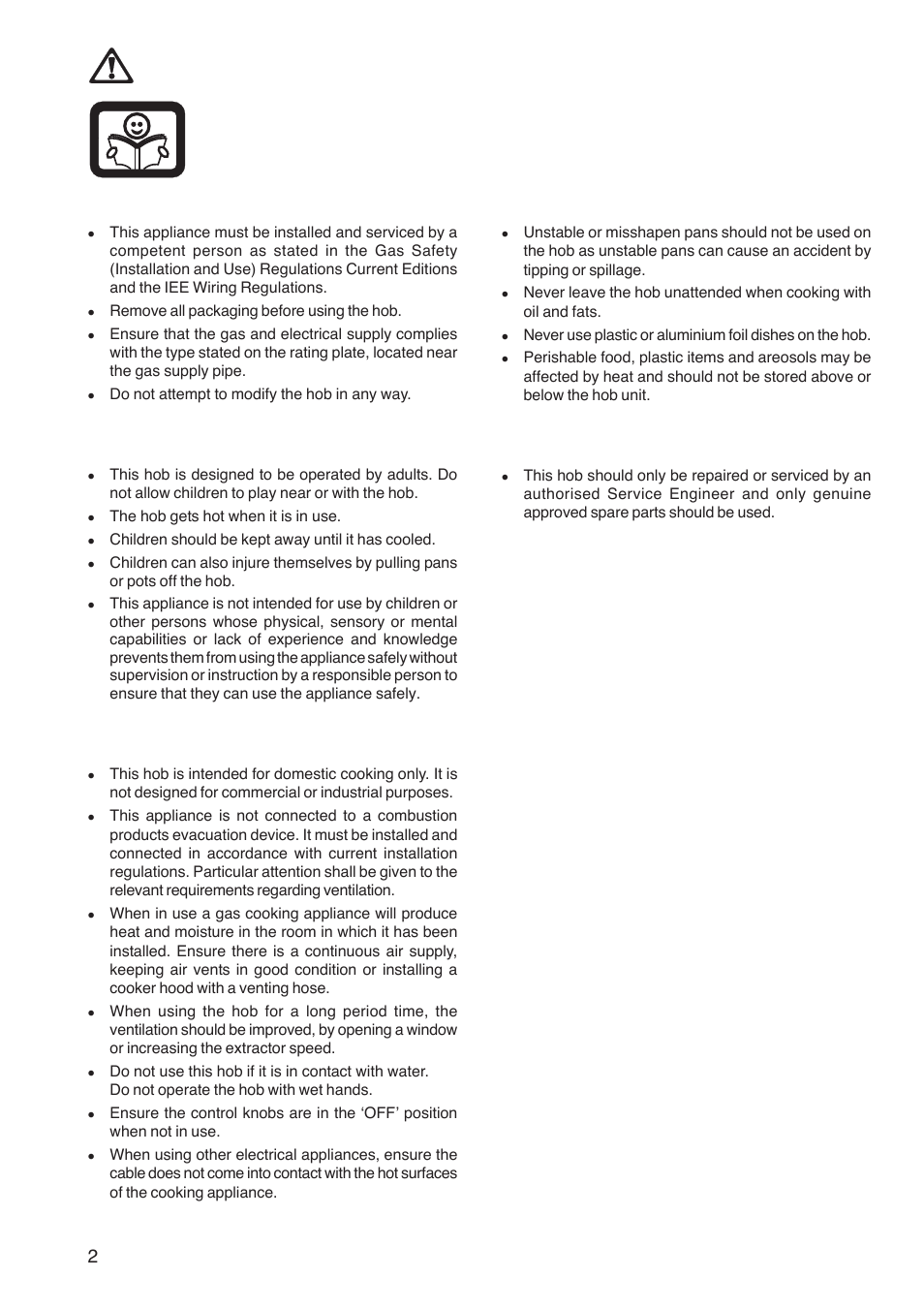 Important safety information, Installation, Child safety | During use, Service | Zanussi ZGF 982 User Manual | Page 2 / 20