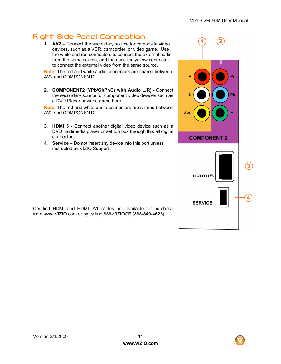 Right-side panel connection | Zanussi VF550M User Manual | Page 11 / 57