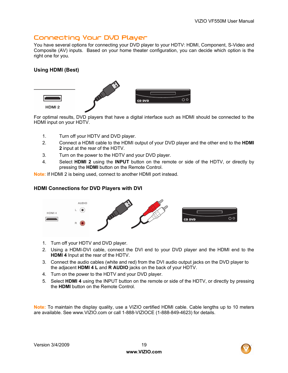 Connecting your dvd player | Zanussi VF550M User Manual | Page 19 / 57