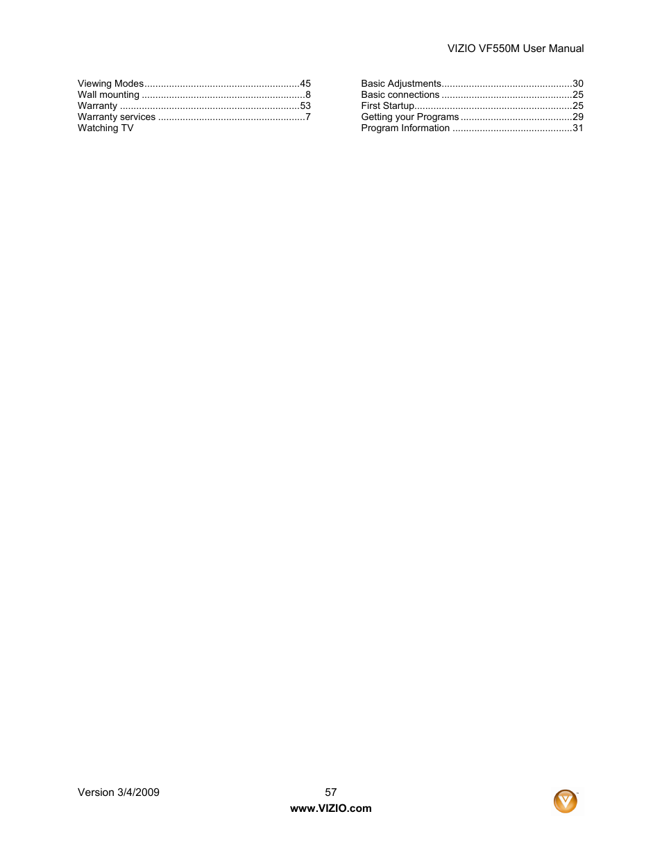 Zanussi VF550M User Manual | Page 57 / 57