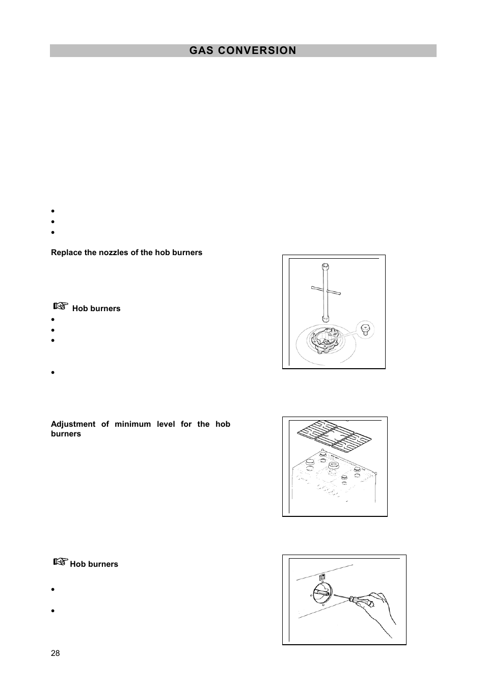 Gas conversion | Zanussi ZCM930X User Manual | Page 28 / 32