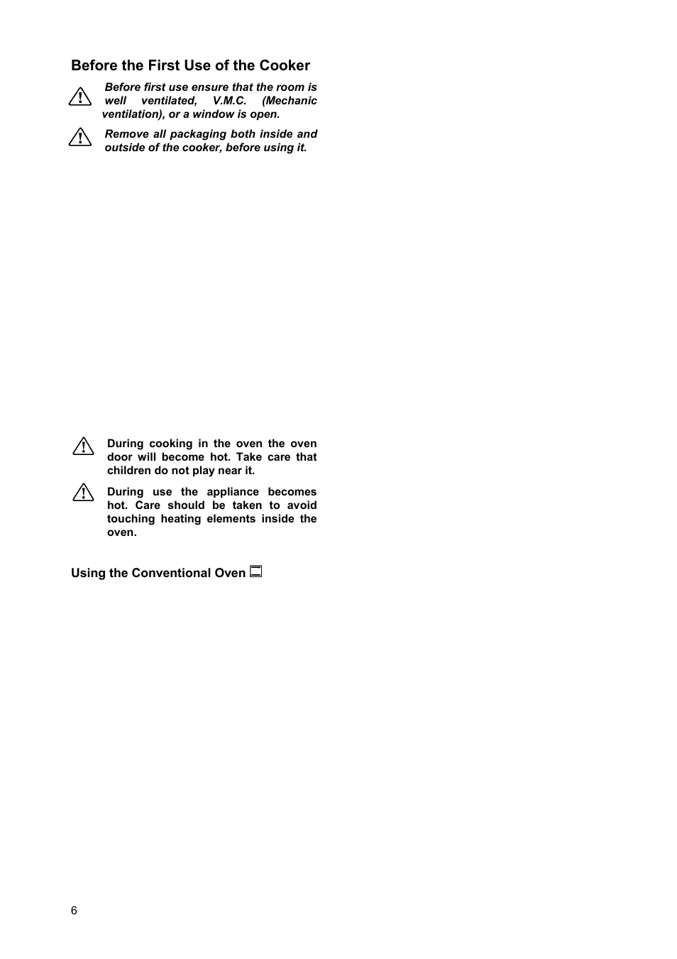 Before the first use of the cooker | Zanussi ZCM930X User Manual | Page 6 / 32
