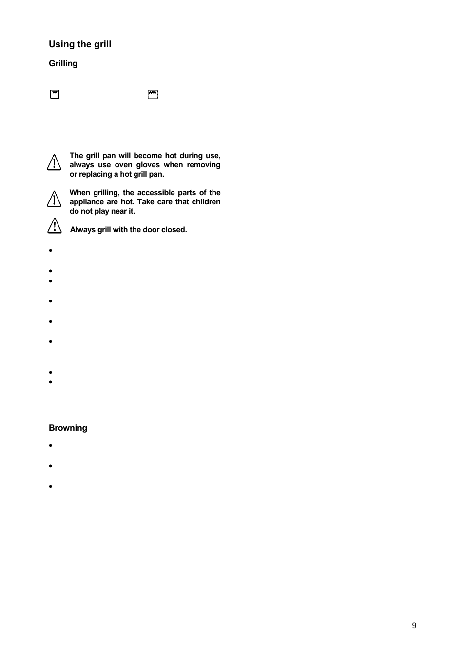 Using the grill | Zanussi ZCM930X User Manual | Page 9 / 32