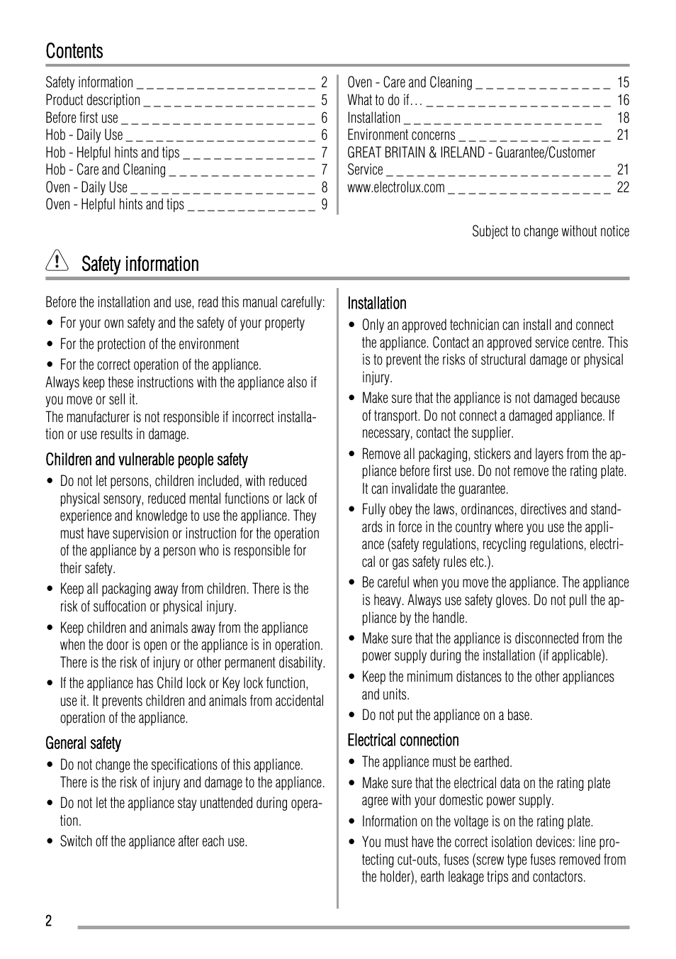 Zanussi ZCG661 User Manual | Page 2 / 24