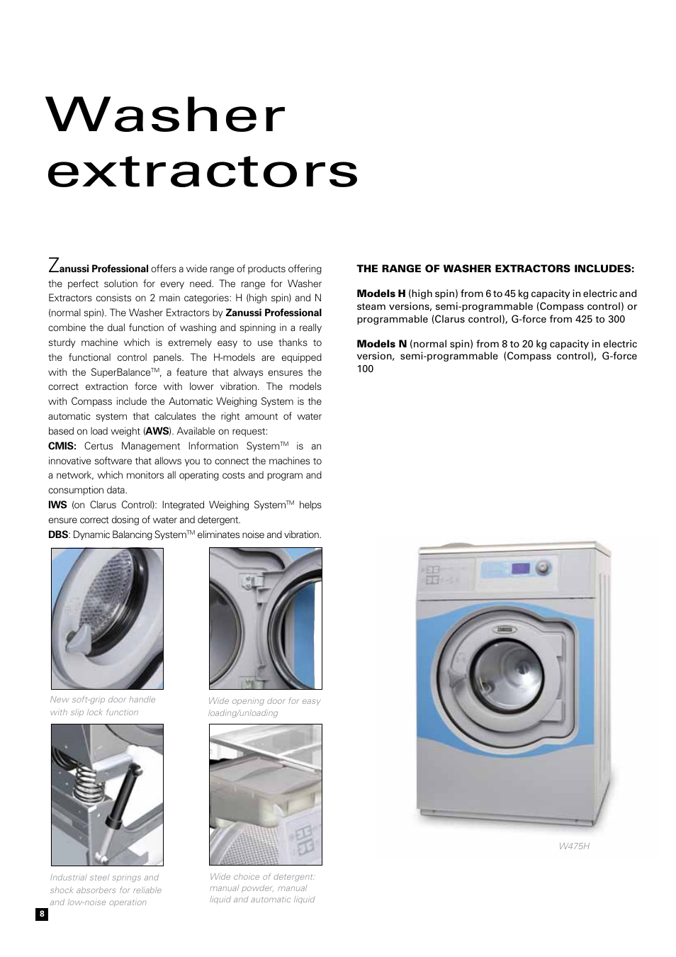 Washer extractors | Zanussi Clothes Dryer User Manual | Page 8 / 20