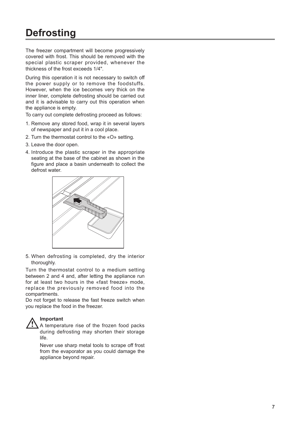 Defrosting | Zanussi ZEF 100 W User Manual | Page 7 / 16