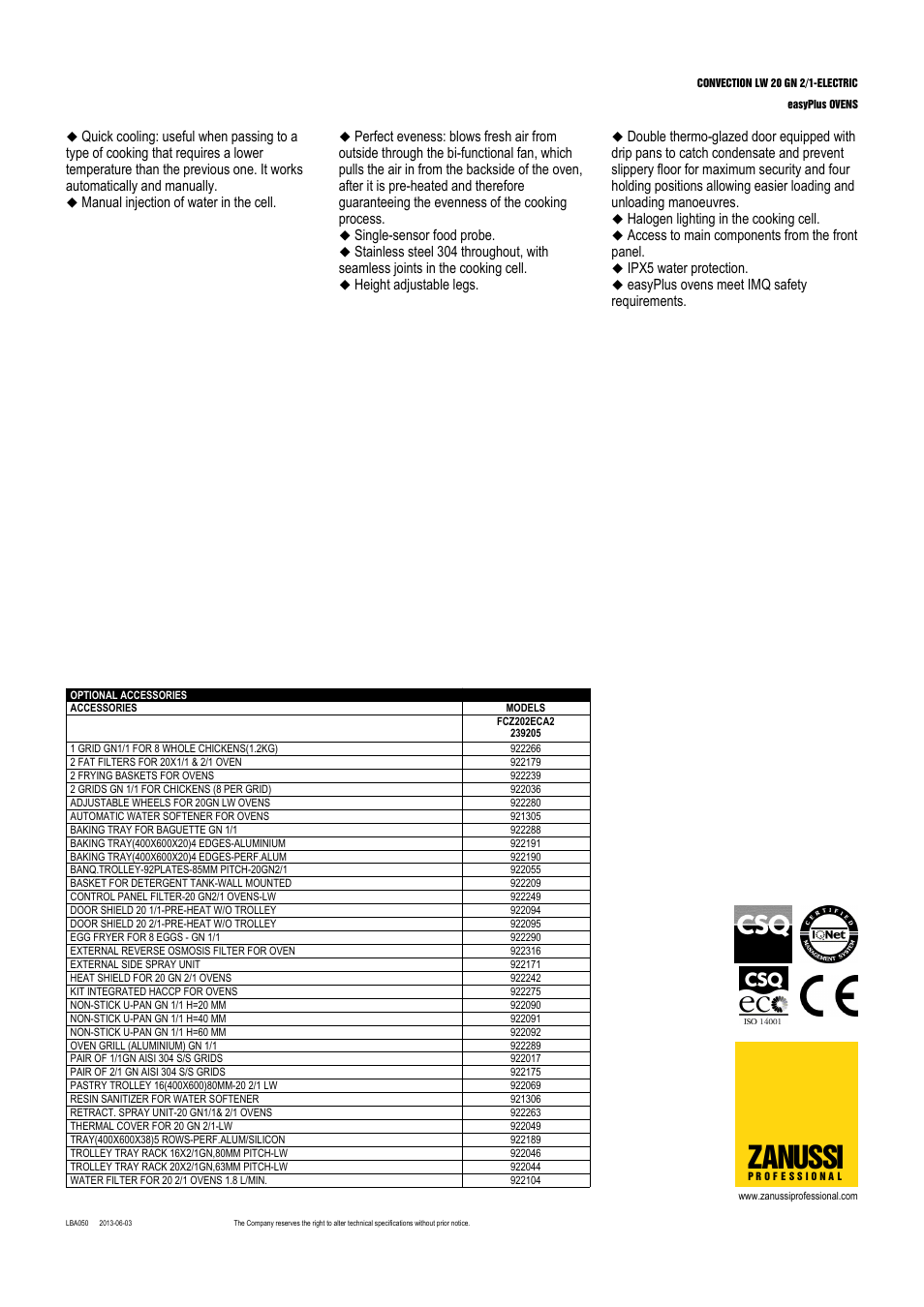 Zanussi | Zanussi EasyPlus FCZ202ECA User Manual | Page 2 / 3