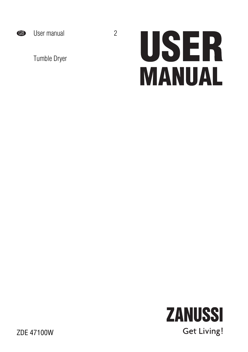 Zanussi ZDE 47100W User Manual | 16 pages