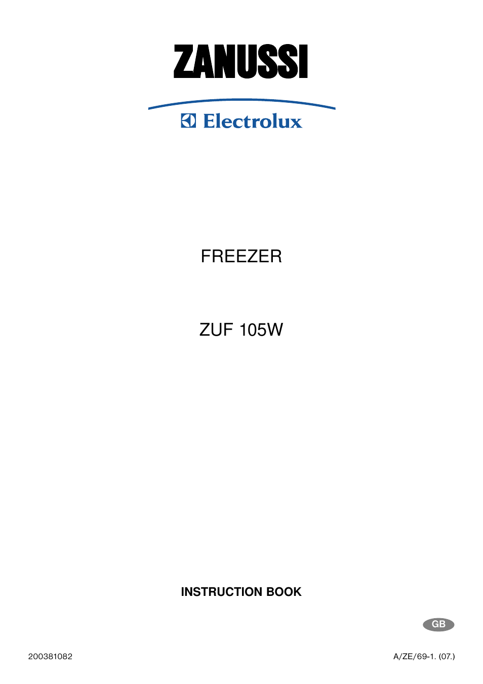 Zanussi ZUF 105W User Manual | 20 pages