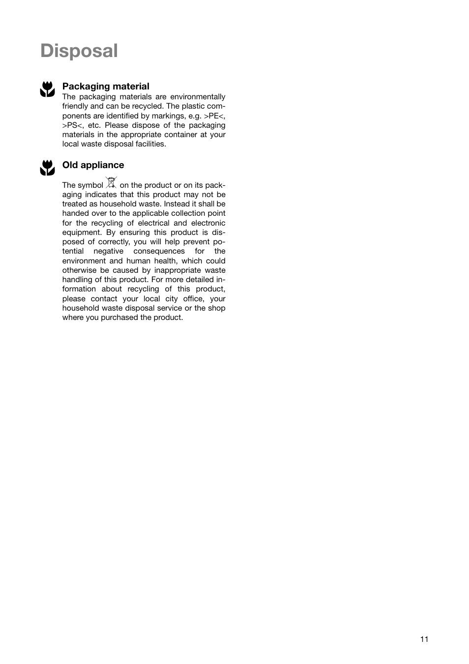 Disposal 2 | Zanussi ZKL64 X User Manual | Page 11 / 20