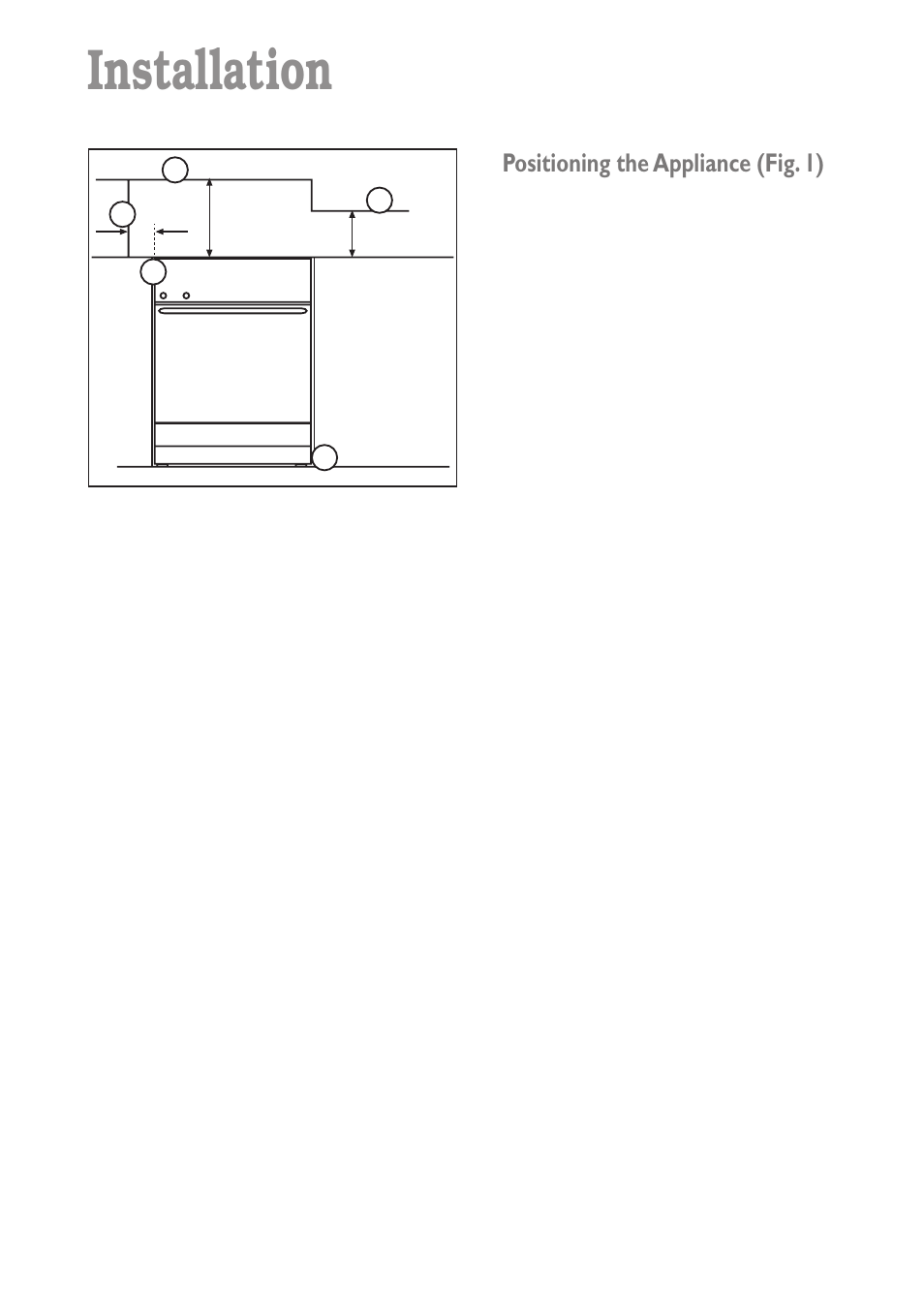 Installation, Positioning the appliance (fig. 1) | Zanussi ZCM 610 X User Manual | Page 24 / 28