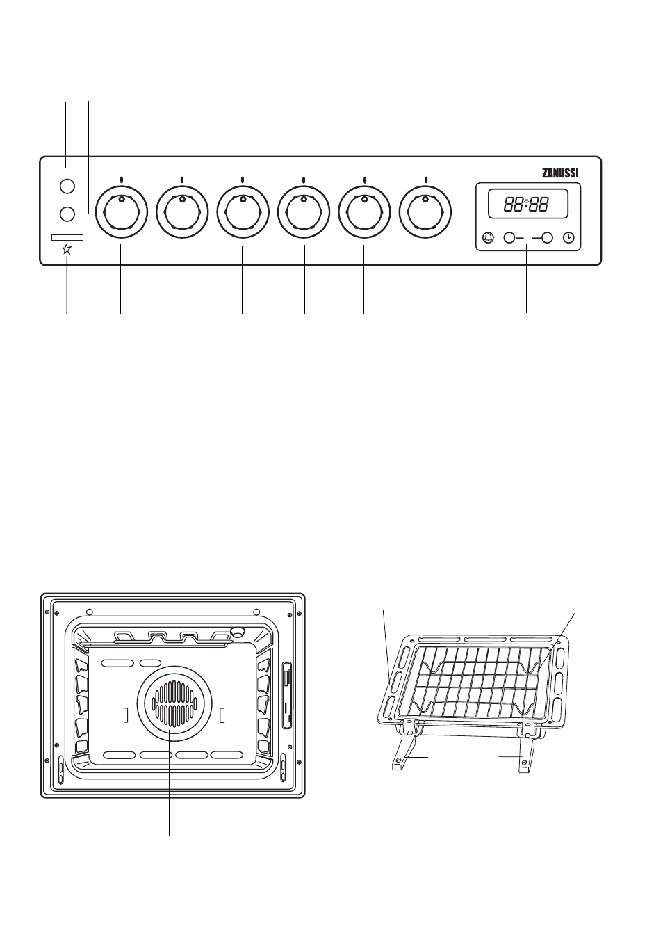 Control panel, The oven cavity, Accessories | The oven cavity accessories | Zanussi ZCM 610 X User Manual | Page 5 / 28