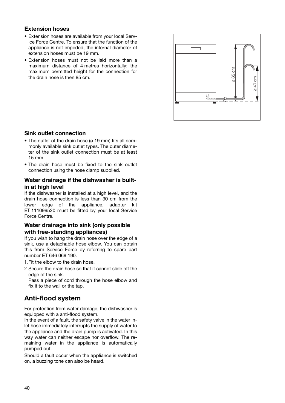 Anti-flood system | Zanussi ZSF 6280 User Manual | Page 40 / 44