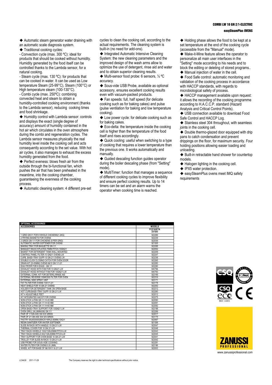 Zanussi | Zanussi easySteamPlus 237003 User Manual | Page 2 / 3