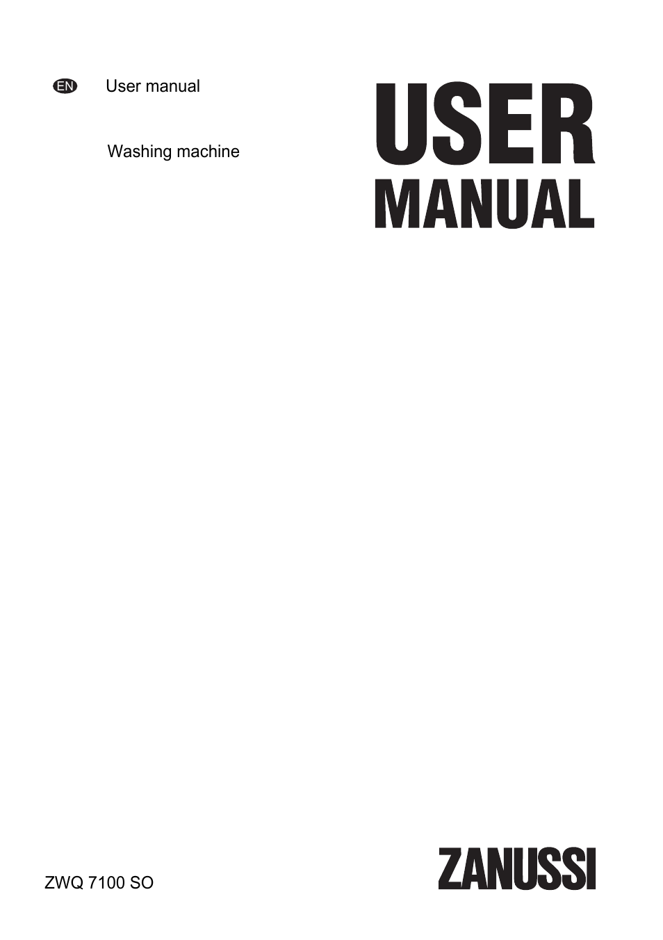 Zanussi ZWQ 7100 SO User Manual | 12 pages