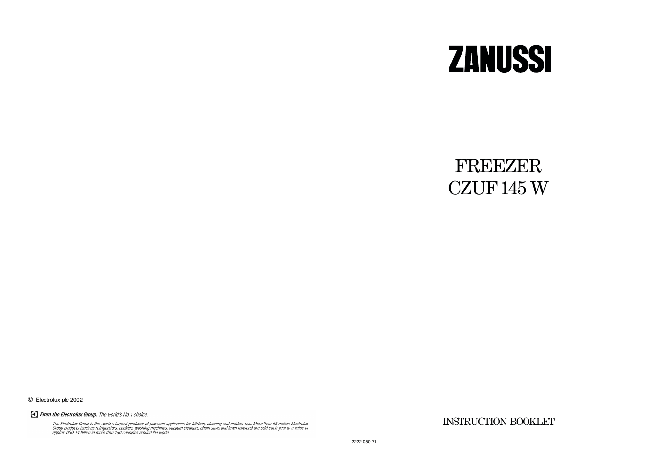 Freezer czuf 145 w | Zanussi CZUF 145 W User Manual | Page 16 / 16