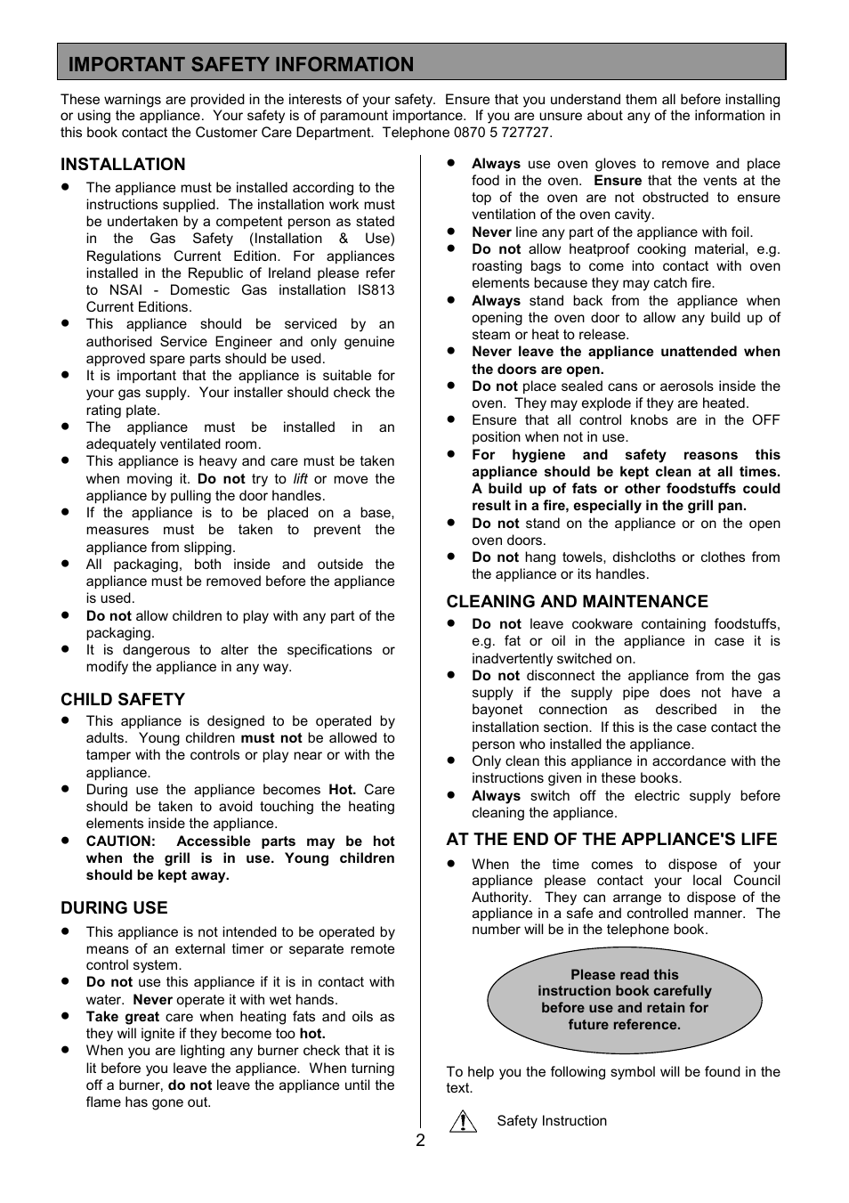 Important safety information | Zanussi ZCM 8021 User Manual | Page 2 / 40