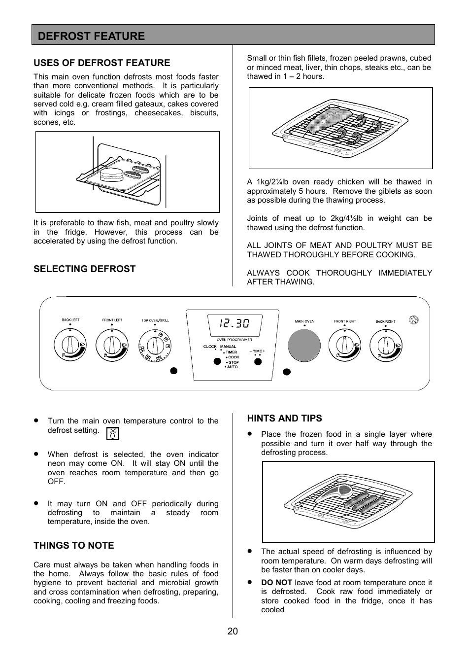 Defrost feature | Zanussi ZCM 8021 User Manual | Page 20 / 40