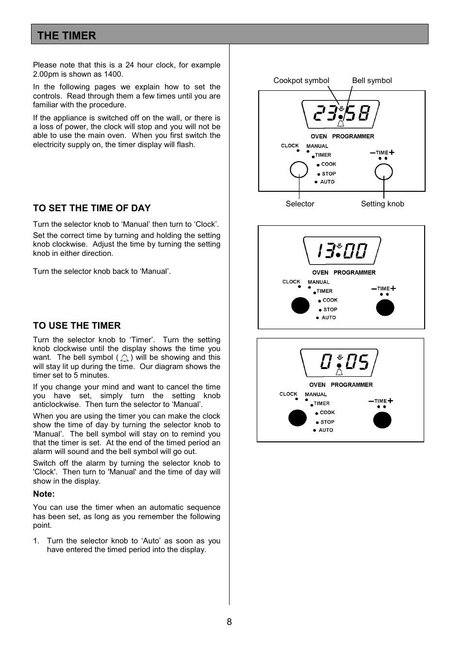 The timer | Zanussi ZCM 8021 User Manual | Page 8 / 40